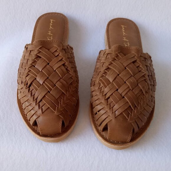 Band of the Free 'Comet' Leather Woven Huarache Mule Size 10 NWOT - Picture 3 of 6